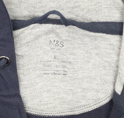 Marks and Spencer Men’s Blue L Hooded Full Zip Cotton Jacket