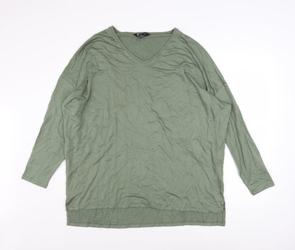 Friends Like These Women’s Green V-Neck Jersey Long Sleeve Top Size 14