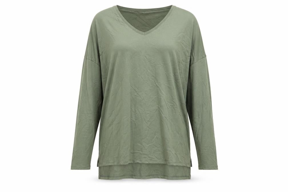 Friends Like These Women’s Green V-Neck Jersey Long Sleeve Top Size 14