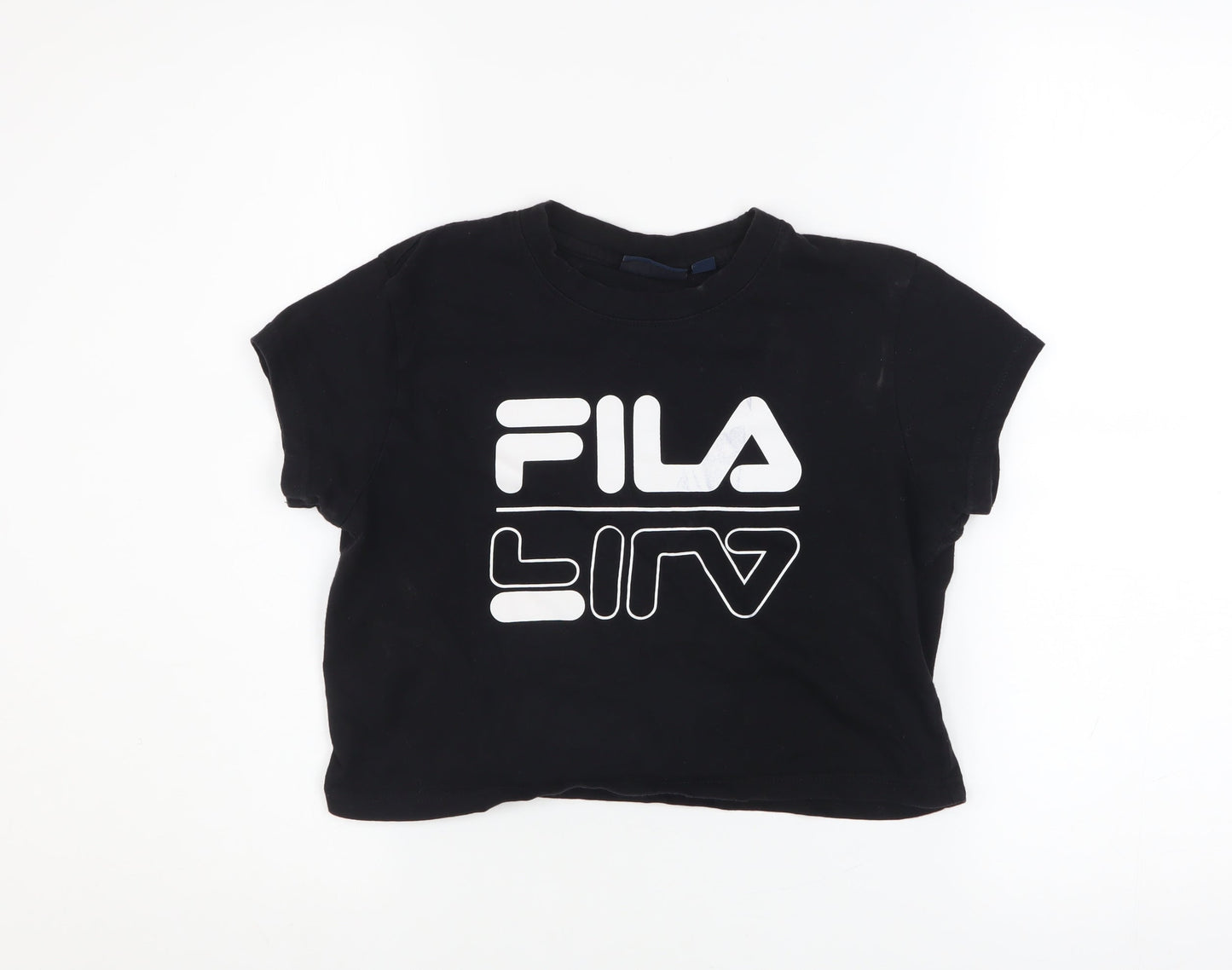 Womens UK Size XS FILA Black Cropped T-Shirt