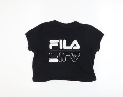Womens UK Size XS FILA Black Cropped T-Shirt