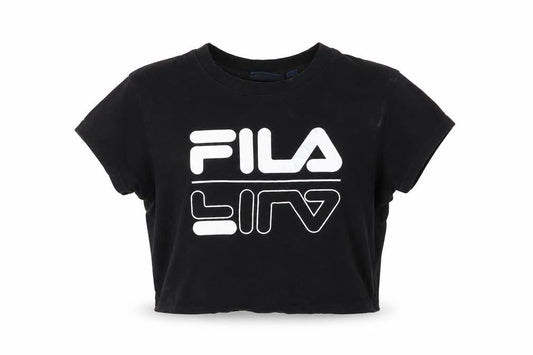 Womens UK Size XS FILA Black Cropped T-Shirt