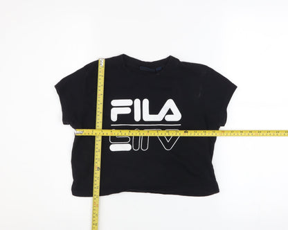 Womens UK Size XS FILA Black Cropped T-Shirt