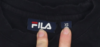 Womens UK Size XS FILA Black Cropped T-Shirt