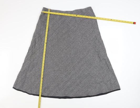Marks and Spencer Women Grey Wool Blend A-Line Tweed Skirt UK 16