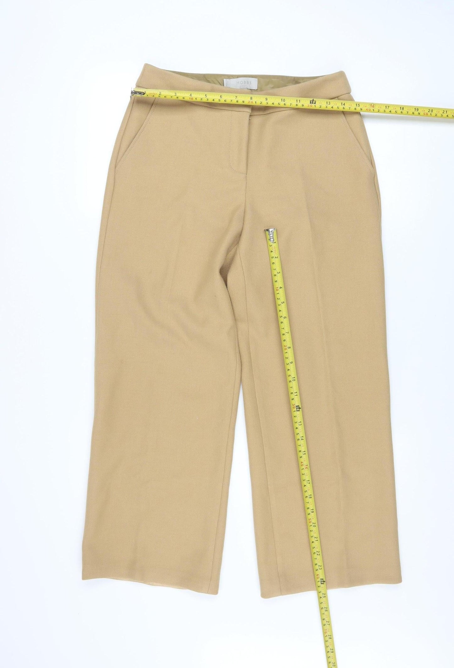 Womens UK Size 8 Hobbs Regular Fit Business Casual Formal Workwear Beige Trouser