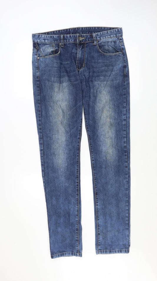 Mens UK Size L Virtu Jeans Regular Fit Straight Blue Jeans