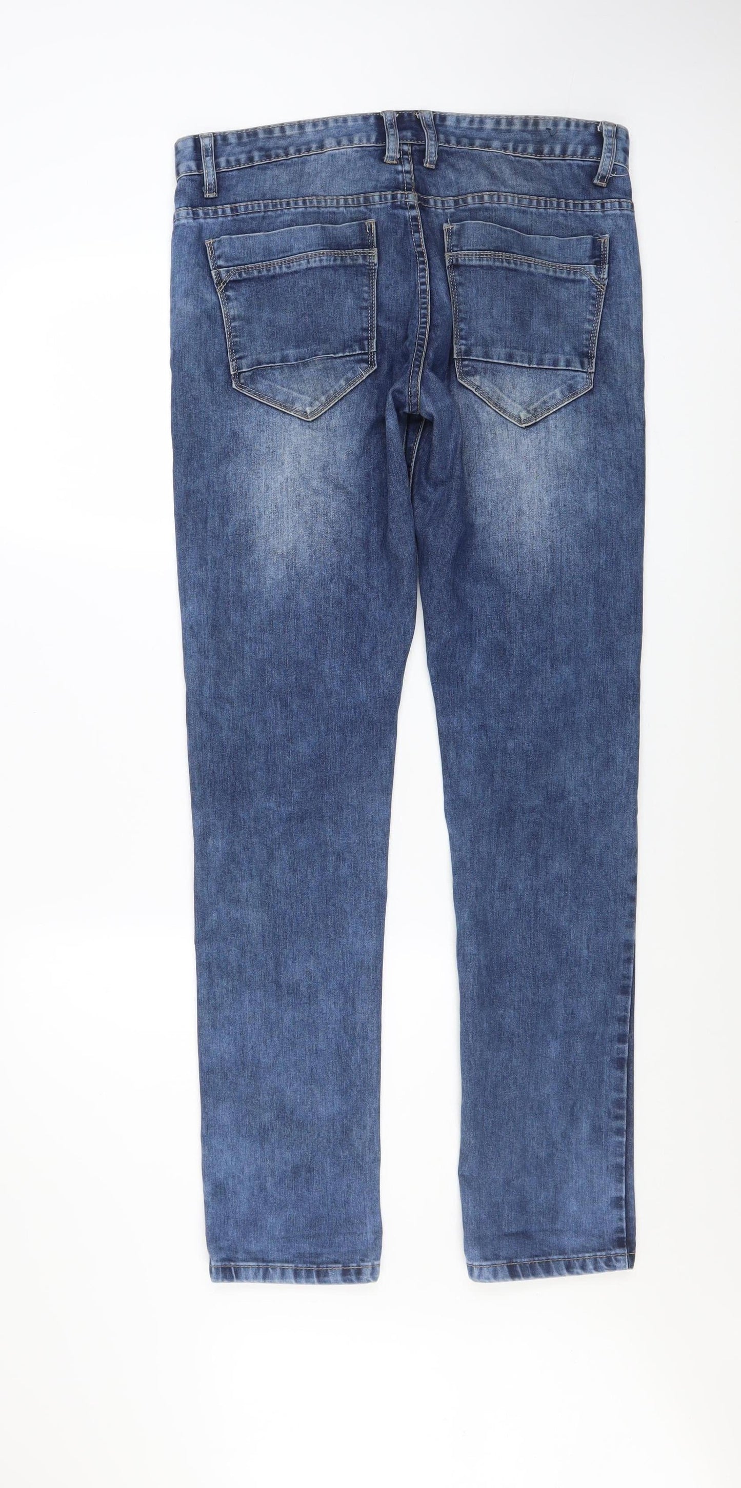 Mens UK Size L Virtu Jeans Regular Fit Straight Blue Jeans