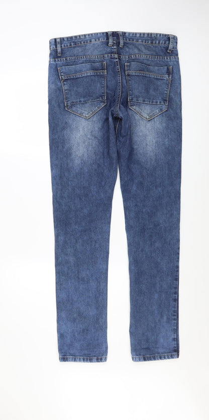 Mens UK Size L Virtu Jeans Regular Fit Straight Blue Jeans