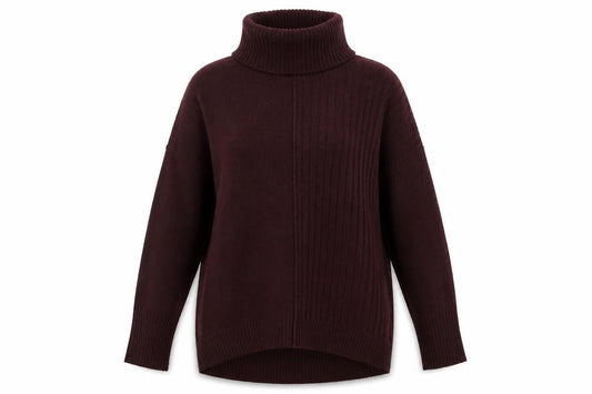 Front view of Miss Selfridge Women Brown Roll Neck Long Sleeve Knit Jumper, size 6