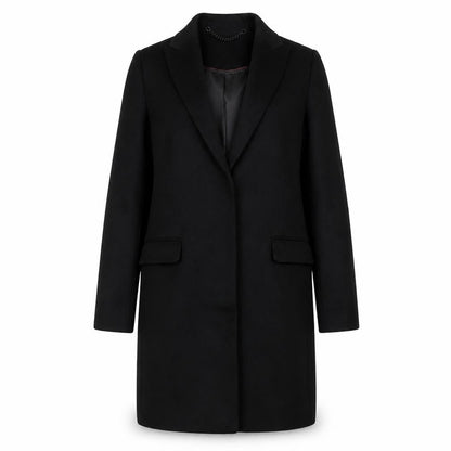 Jack Wills Womens Black Wool Blend Overcoat UK 8 Lined Single-Breasted