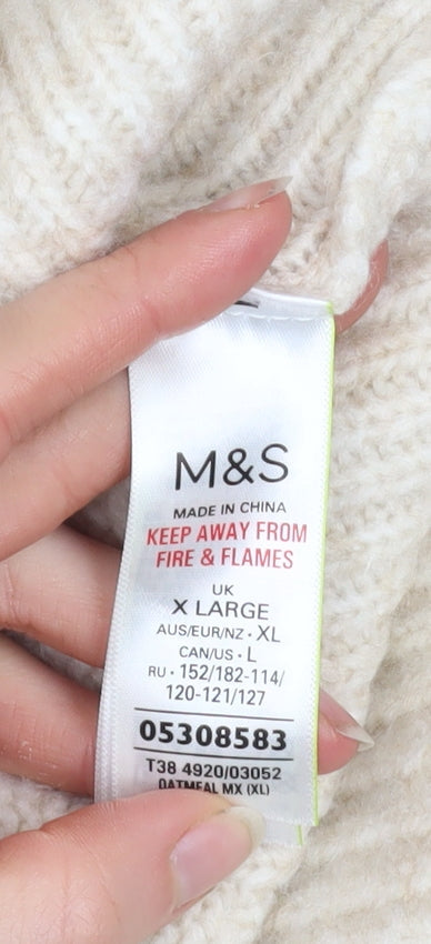 Womens UK Size XL Marks and Spencer Beige Pullover Jumper