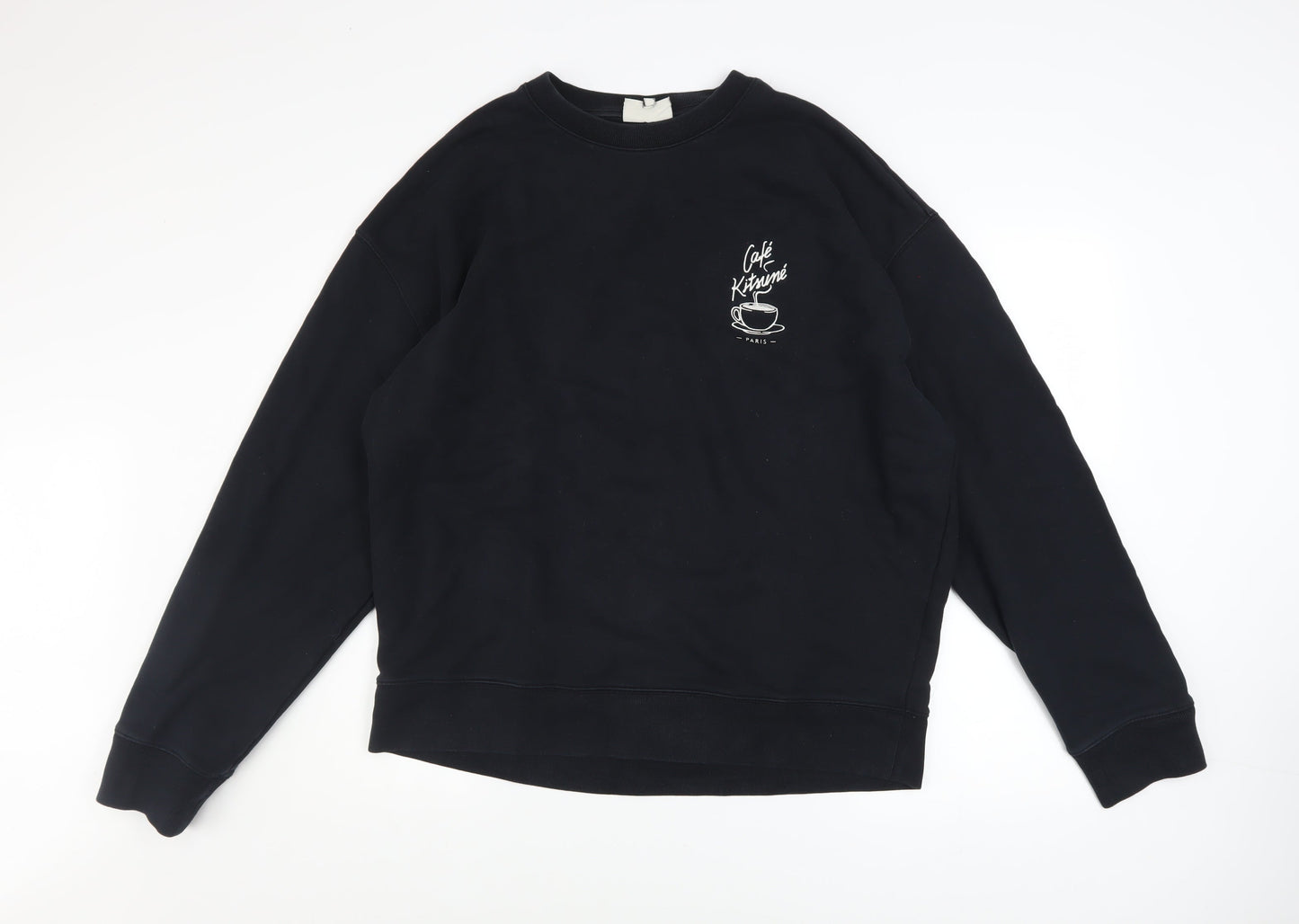 Mens UK Size L Café Kitsuné Black Pullover Sweatshirt