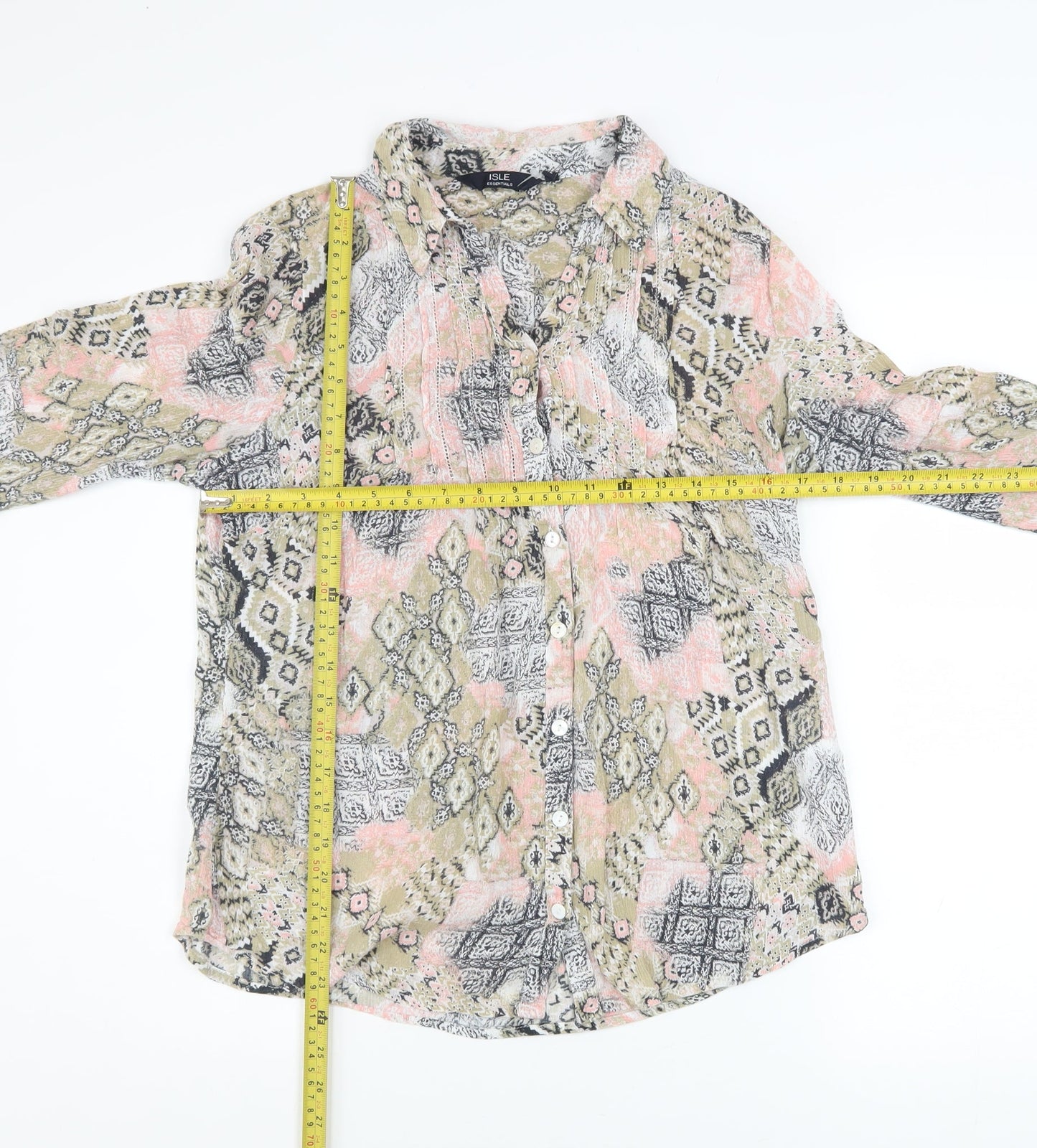 Womens UK Size 12 ISLE ESSENTIALS Multicoloured Basic Button-Up