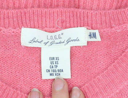 Womens UK Size XS H&M Pink Pullover Jumper