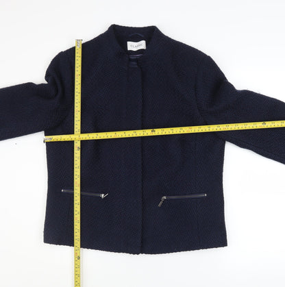 Marks and Spencer Women Blue Size 14 Lined Tweed Zip Jacket