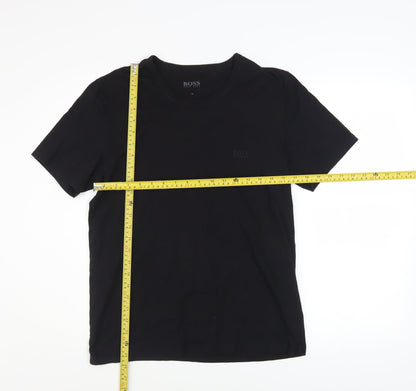 Hugo Boss Men's Black Cotton Crew Neck Regular Fit T-Shirt M