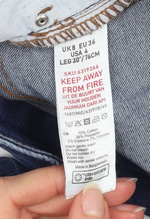Womens UK Size 8 New Look Slim Fit Skinny Blue Jeans