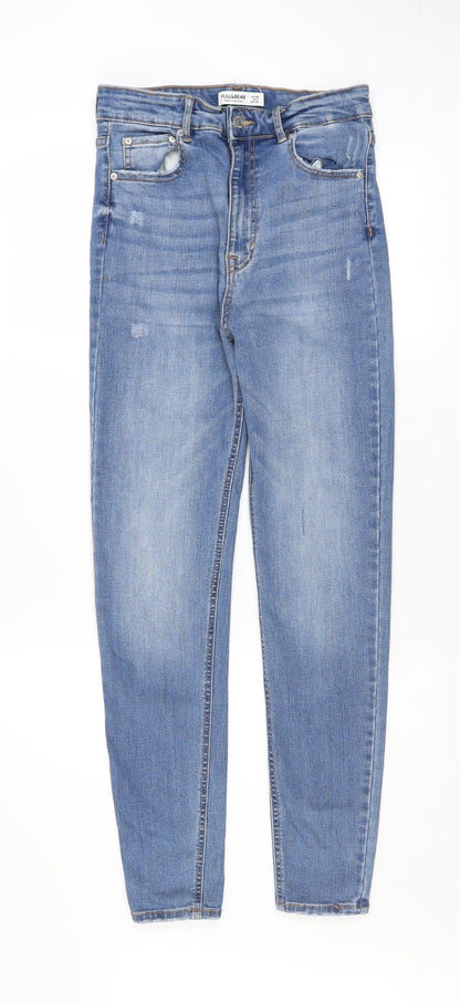 Womens UK Size 8 Pull&Bear Regular Fit Mom Blue Jeans