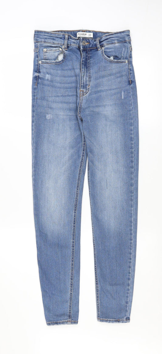 Womens UK Size 8 Pull&Bear Regular Fit Mom Blue Jeans