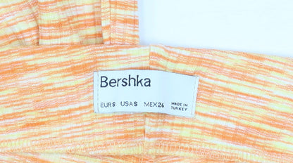 Bershka Womens Orange Flared Jersey Trousers Size 8