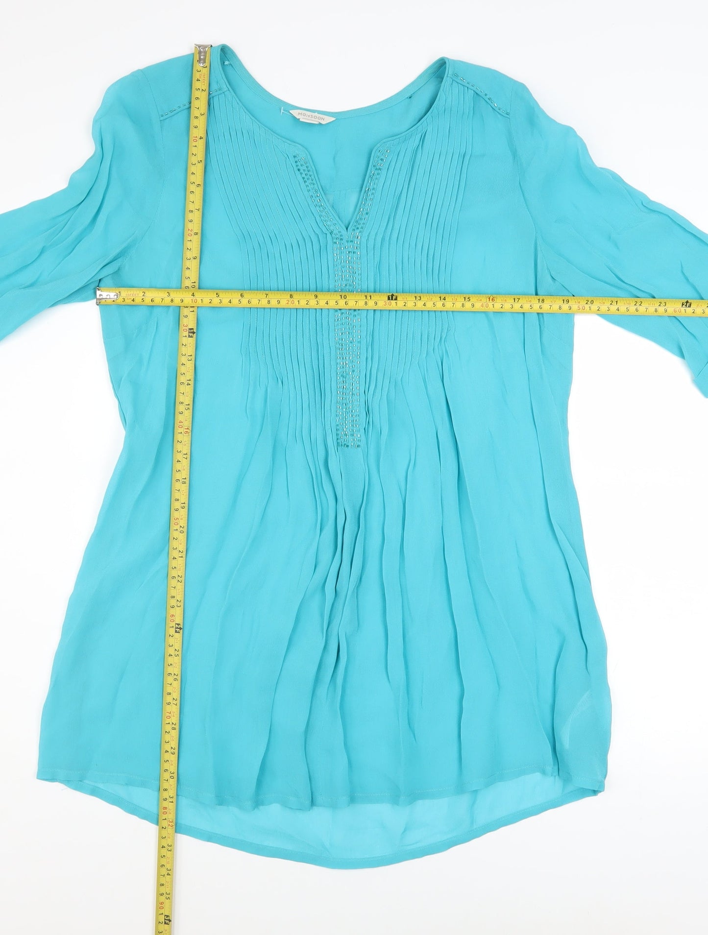 Womens UK Size 14 Monsoon Blue Tunic Blouse