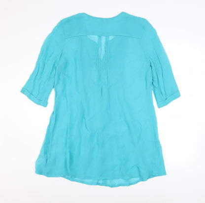 Womens UK Size 14 Monsoon Blue Tunic Blouse