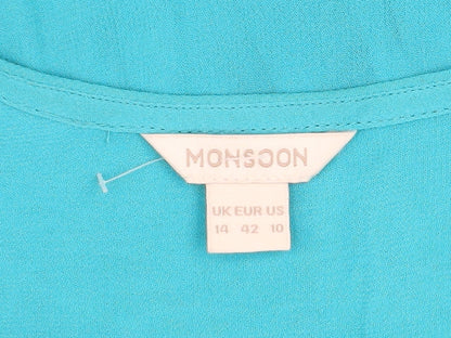 Womens UK Size 14 Monsoon Blue Tunic Blouse