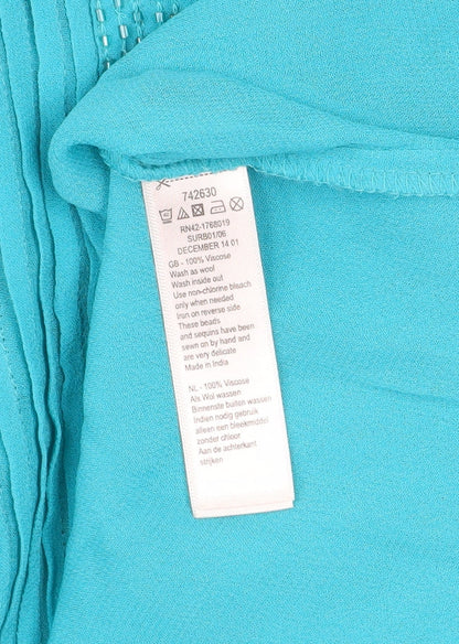 Womens UK Size 14 Monsoon Blue Tunic Blouse