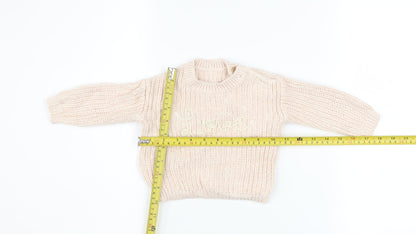George Unisex Baby Pink Knit Love Jumper 3-6 Months Cotton Pullover