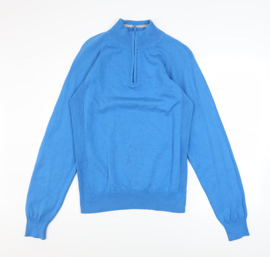 Mens UK Size M Palm Grove Blue 1/2 Zip Jumper