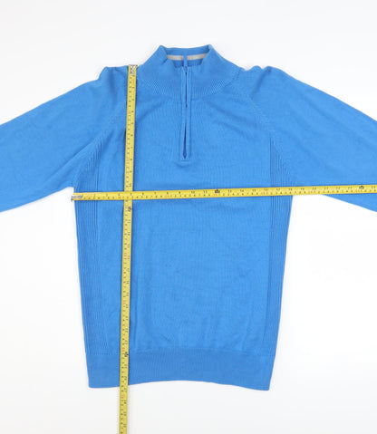 Mens UK Size M Palm Grove Blue 1/2 Zip Jumper