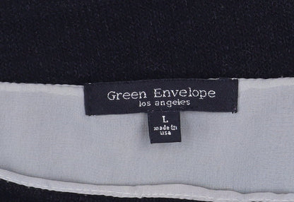 Green Envelope Women’s Black Boat Neck 3/4 Sleeve Pullover Jumper Size L