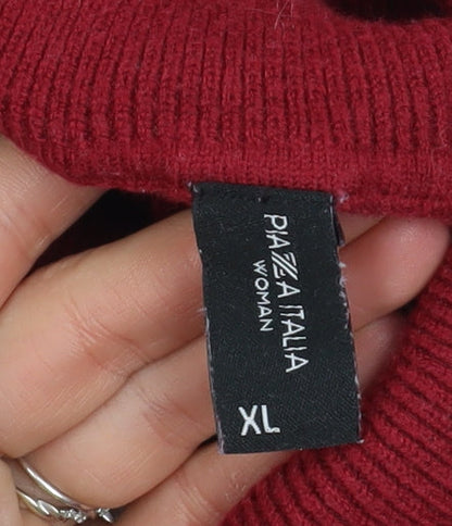 Womens UK Size XL Piazza Italia Red Pullover Jumper