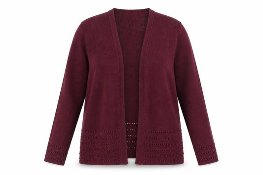 Eastex Women's Red Size 14 Open Knit Long Sleeve Cardigan