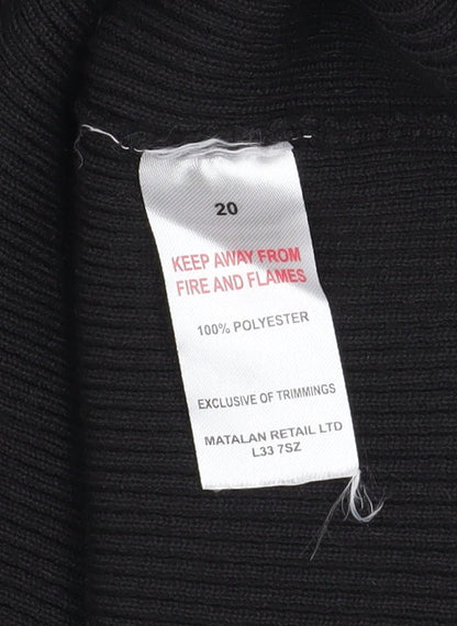 Et Vous Women's Black Size 20 Mock Neck Button Detail Jumper