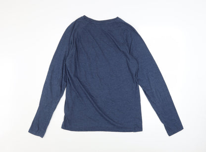 Kangaroo Poo Men's Blue Long Sleeve Cotton Blend Casual Top M