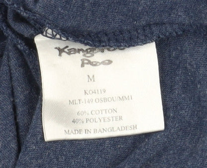 Kangaroo Poo Men's Blue Long Sleeve Cotton Blend Casual Top M