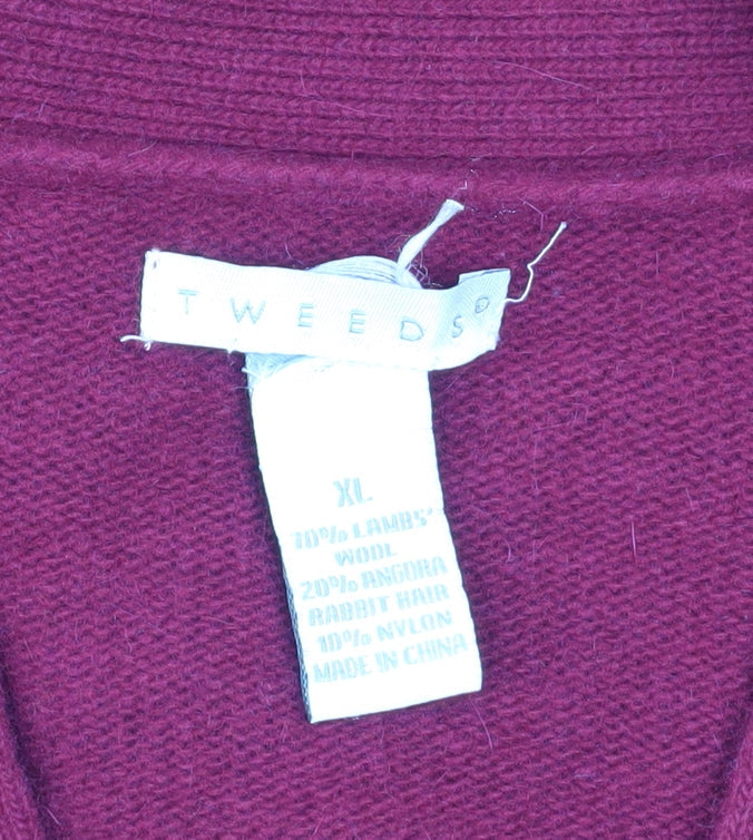 Womens UK Size XL Tweeds Red Cardigan Jumper