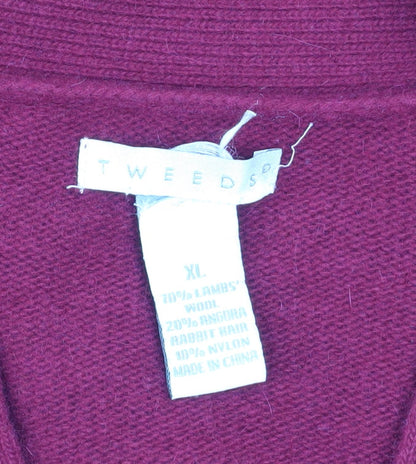 Womens UK Size XL Tweeds Red Cardigan Jumper