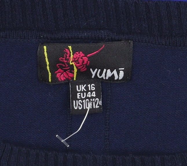 Womens UK Size 16 Yumi Multicoloured Pullover Jumper