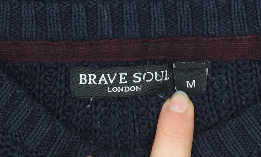 Mens UK Size M Brave Soul Blue Pullover Jumper