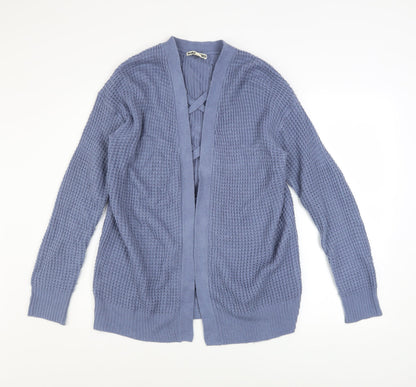 Moral Fiber Women's Blue Waffle Knit Open Cardigan Size M