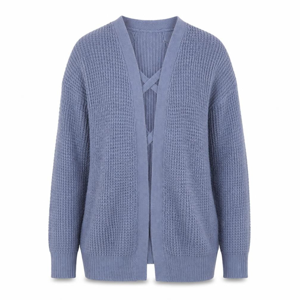 Moral Fiber Women's Blue Waffle Knit Open Cardigan Size M