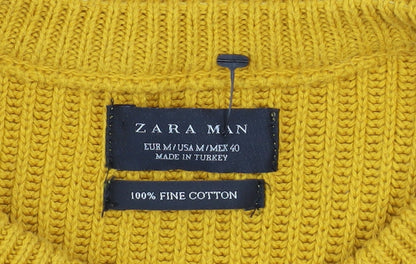 Mens UK Size M Zara Man Yellow Pullover Jumper