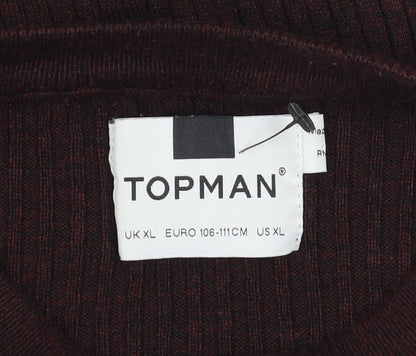 Mens UK Size XL Topman Brown Pullover Jumper