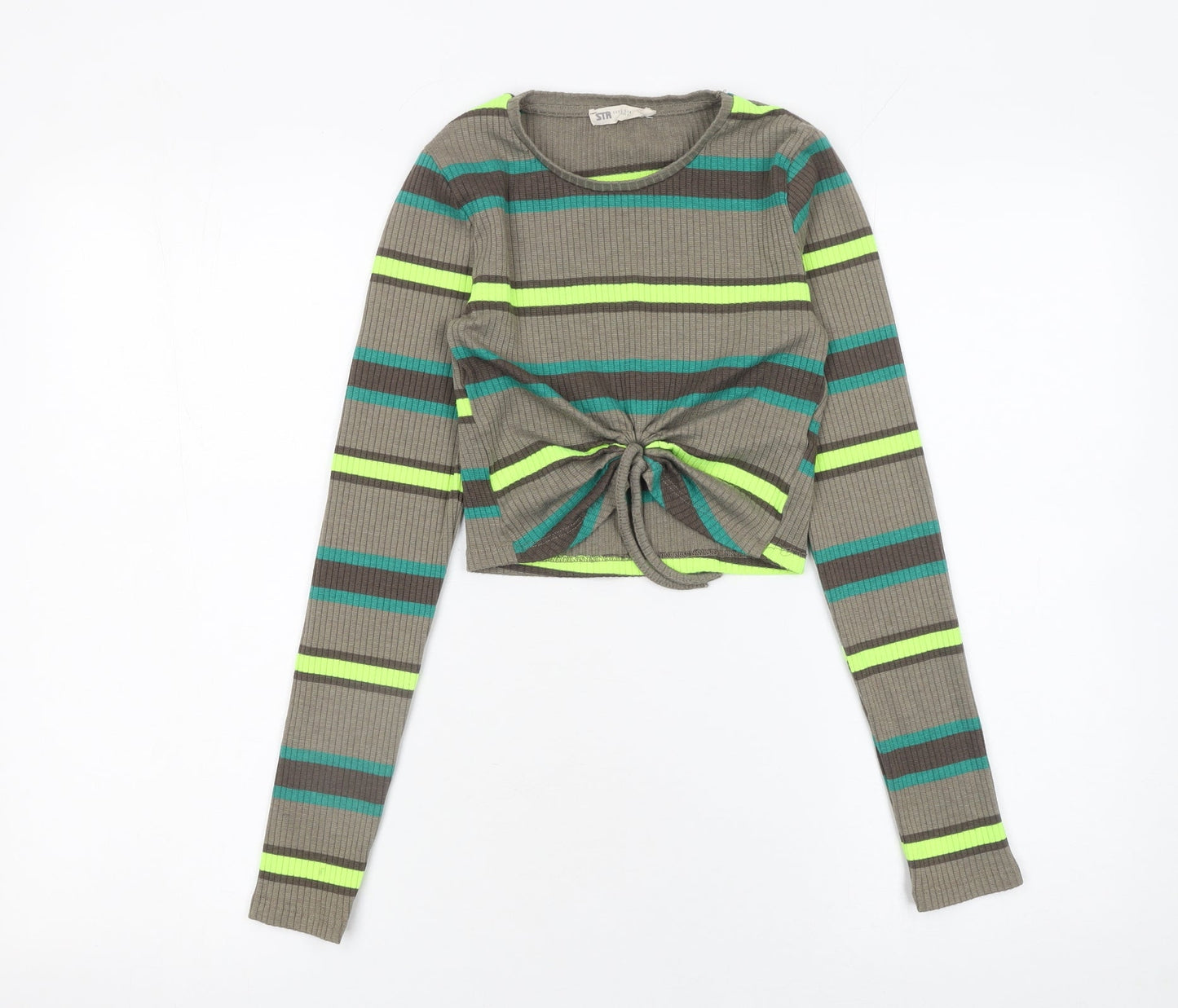 Womens UK Size S STR Green Cropped T-Shirt