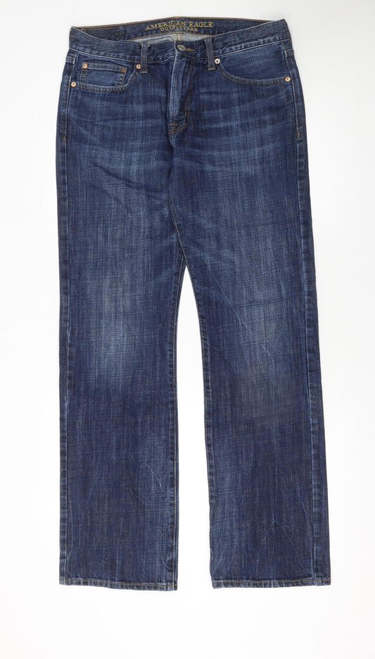 Mens UK Size M American Eagle Outfitters Regular Fit Straight Blue Jeans