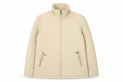 Oubeijinhe Womens Beige Quilted Mid-Length Jacket XL