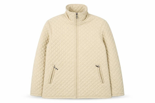 Oubeijinhe Womens Beige Quilted Mid-Length Jacket XL